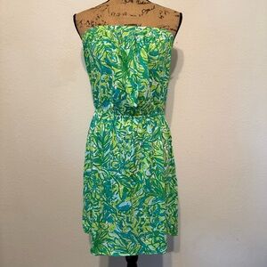 Lilly Pulitzer Windsor Cotton strapless dress Fresh Citrus Green Parrot Large